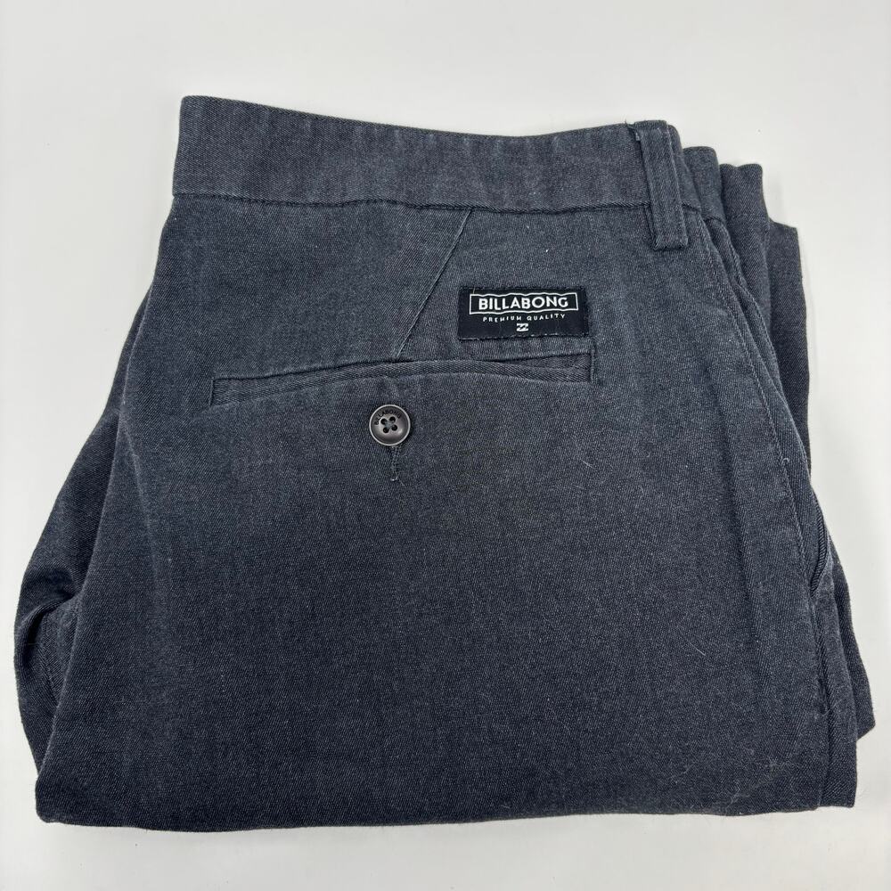 Billabong Mens Sz34 Dark Gray Flat Front Cotton Blend Chino Shorts